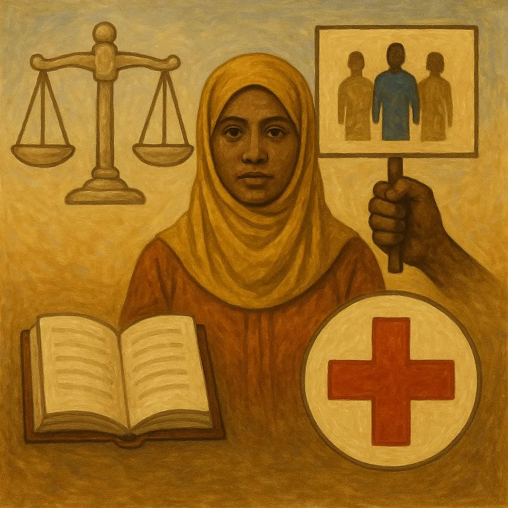 Illustration : justice, éducation et santé, droits humains fondamentaux